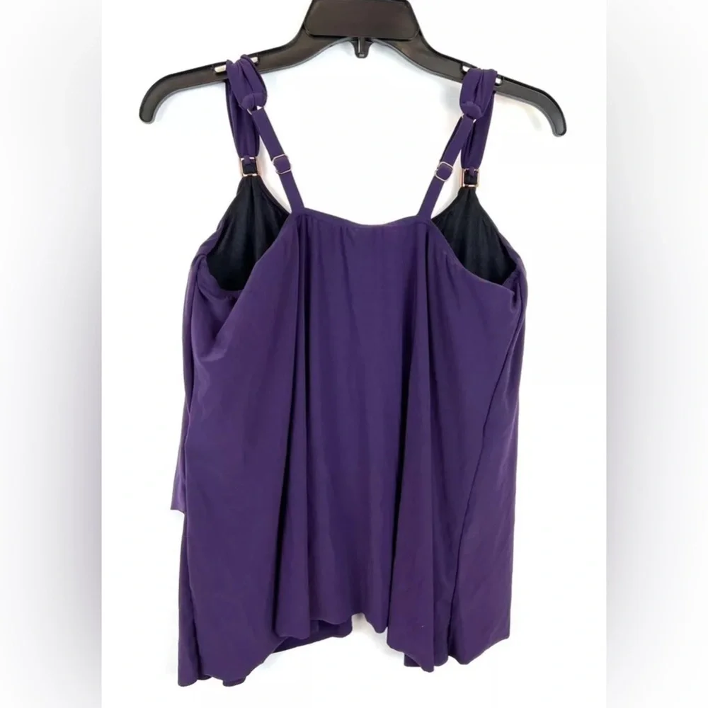 Miraclesuit Women’s Purple Razzle Dazzle Underwire Tankini Top Size 8